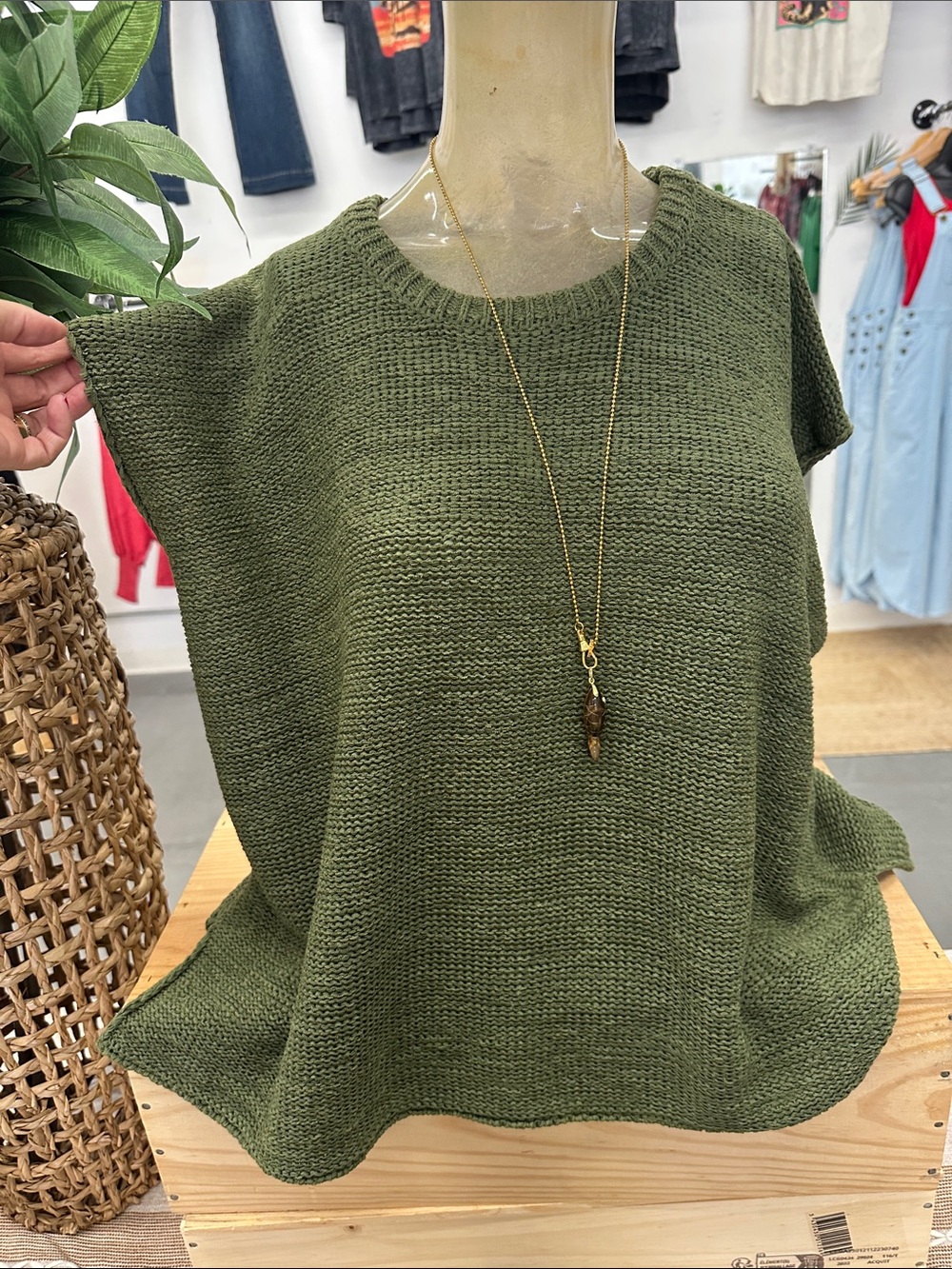 Zenana Outfitters Olive Green Crewneck Knit Top
